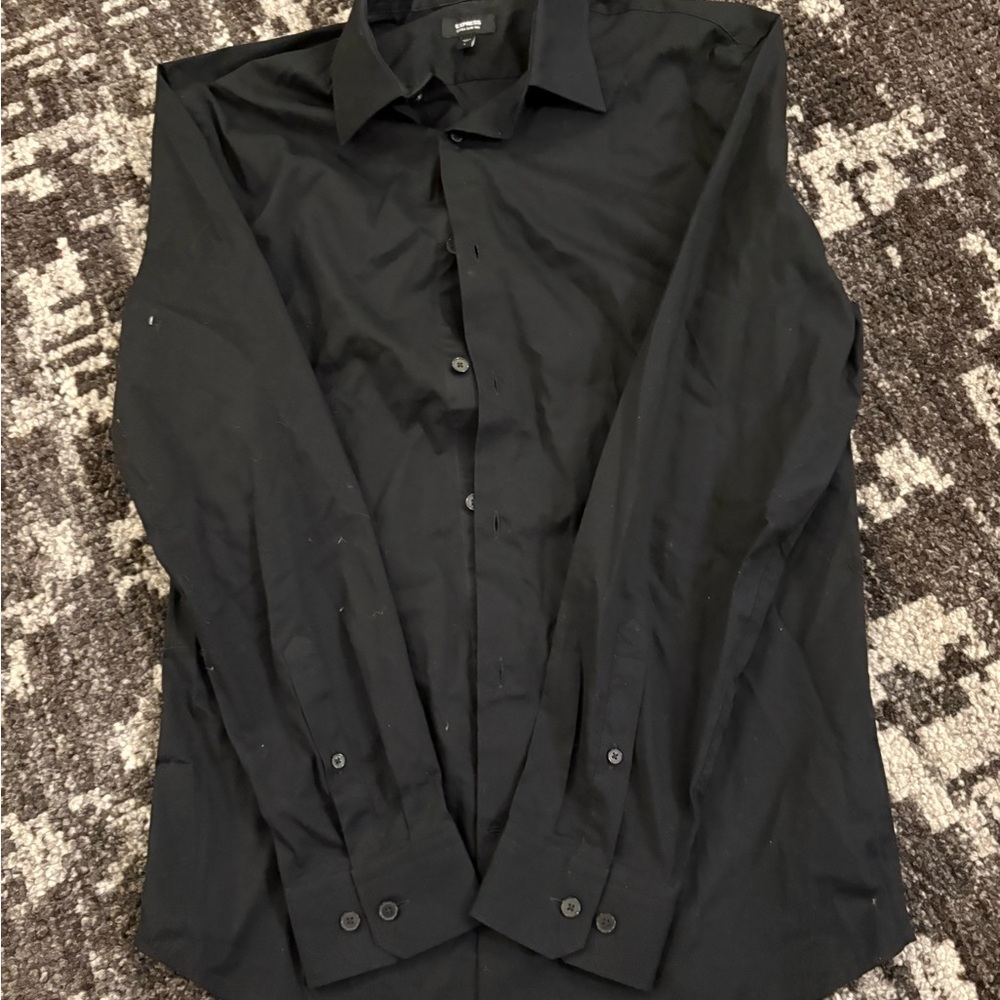 Express Black Long-Sleeve Dress Shirt